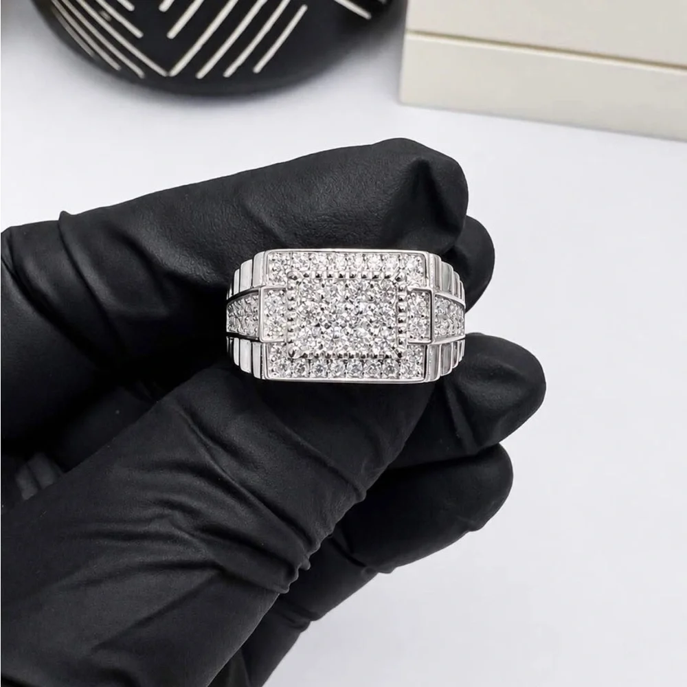 925 Sterling Silver 2.00CTW MOISSANITE Pave Men’s Ring Size 10,11 or 12